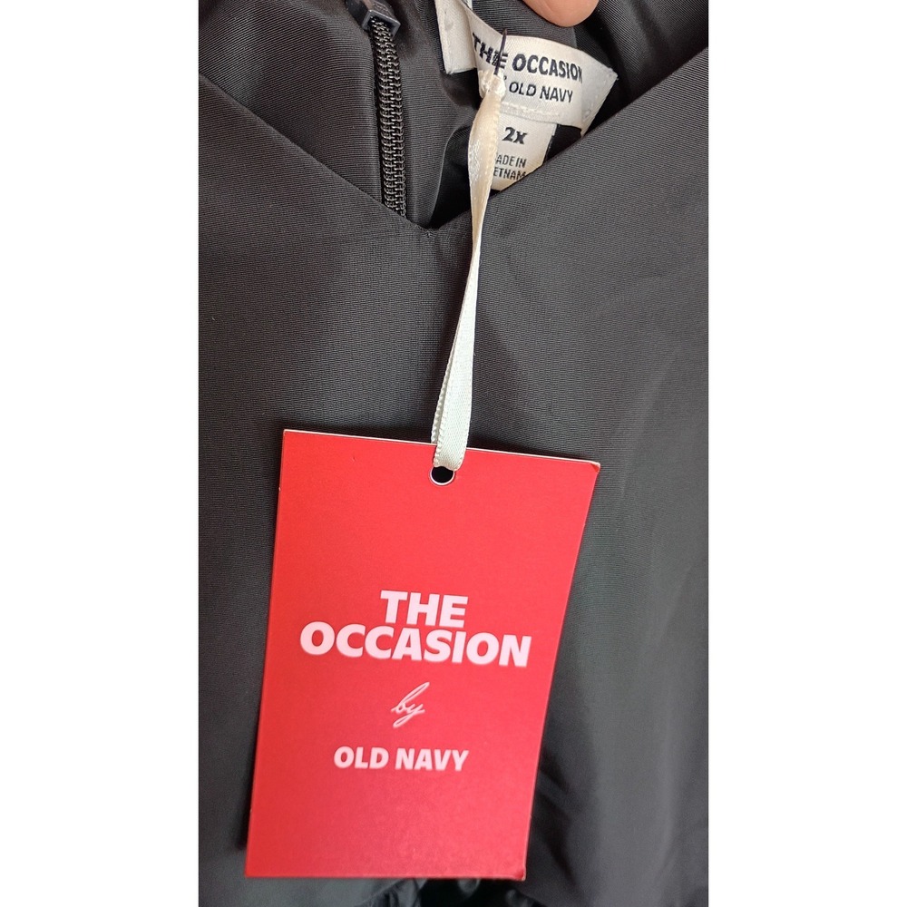 Old Navy The Occasion Black Taffeta Tie Shoulder Mini Dress 2X Coquette Pockets - Picture 8 of 11